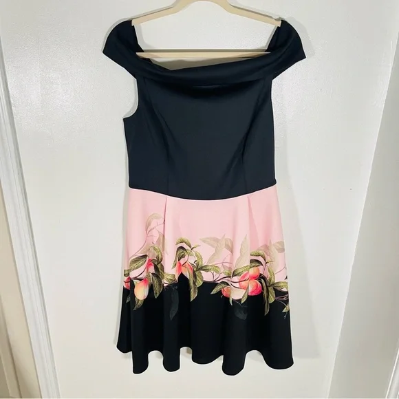 NWT Ted Baker London Peach Blossom Dress Black